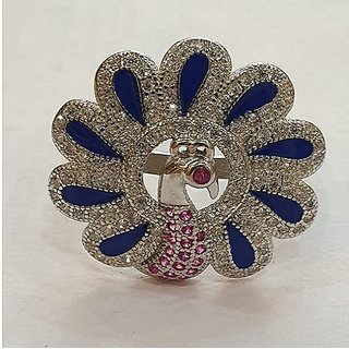                       CEYLONMINE- Silver peacock Ring Stylish Peacock Ladies Ring                                              