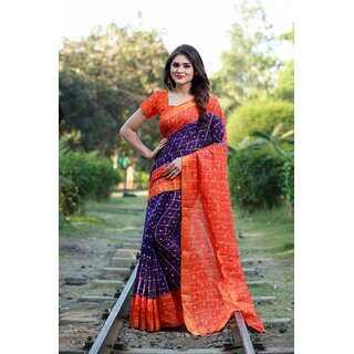 SVB Saree MultiColour Bandhni Silk Saree With Blouse Piece
