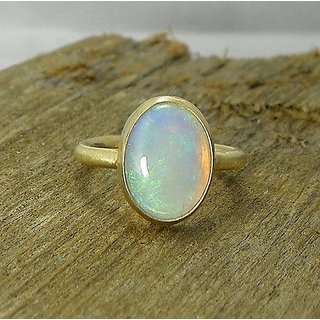                       Lab Certified Stone Opal Gold Plated Ring Unheated  Effective Stone Opal Adjustable Ring By CEYLONMINE                                              