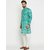 ABH LIFESTYLE mens green cotton printed kurta pajama set
