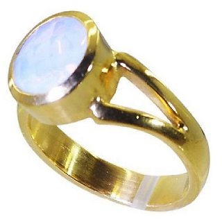                       CEYLONMINE- Moonstone Stylish Ring 5.25 Ratti Moonstone Gold Plated Designer Ring For Unisex                                              