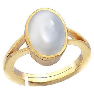                       Natural Moonstone Gold Plated Ring 6.25 carat Original Stone Moonstone Adjustable Finger Ring For Astrological Purpose By CEYLONMINE                                              