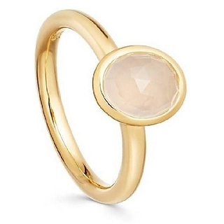                       CEYLONMINE- Moonstone Stylish Ring 5.25 Ratti Moonstone Gold Plated Designer Ring For Unisex                                              