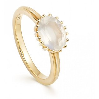                       Natural Moonstone Gold Plated Ring 6.25 carat Original Stone Moonstone Adjustable Finger Ring For Astrological Purpose By CEYLONMINE                                              