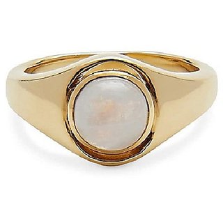                       5.25 Ratti Natural Moonstone Gold Plated Ring Original & Certified Stone Moonstone Ring(Anguthi) For Unisex BY CEYLONMINE                                              