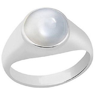                       CEYLONMINE 5.25 Ratti Moonstone Silver Plated Ring With Lab Certificate For Astrological Purpose                                              