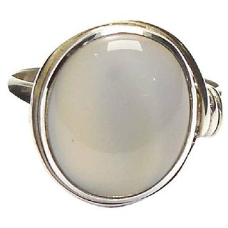                       CEYLONMINE- Moonstone Stylish Ring 5.25 Ratti Moonstone silver Plated Designer Ring For Unisex                                              