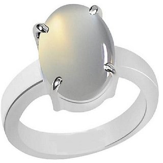                       Natural Moonstone Silver Plated Ring 6.25 carat Original Stone Moonstone Adjustable Finger Ring For Astrological Purpose By CEYLONMINE                                              