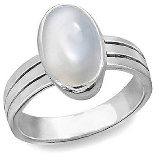                       CEYLONMINE 5.25 Ratti Moonstone Silver Plated Ring With Lab Certificate For Astrological Purpose                                              