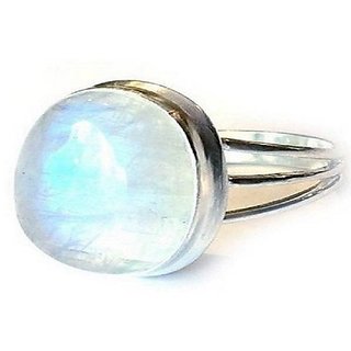                       Certified Stone Moonstone Ring Semi-Precious Stone Silver Plated Ring By CEYLONMINE                                              