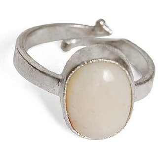                       Natural Moonstone Silver Plated Ring 6.25 carat Original Stone Moonstone Adjustable Finger Ring For Astrological Purpose By CEYLONMINE                                              