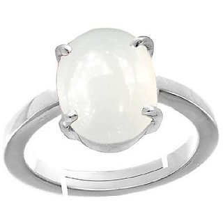                       Natural Moonstone Adjustable Silver Plated Ring For Men & Women BY CEYLONMINE                                              