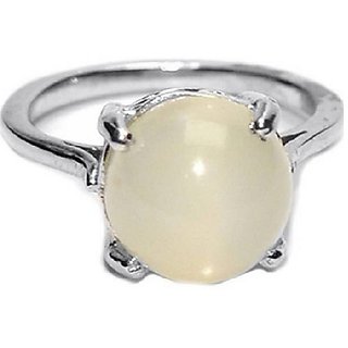                       CEYLONMINE 4.25 Carat Moonstone Ring Lab Certified & Effective Stone Silver Plated Ring For Astrological Purpose                                              