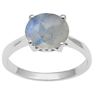                       Moonstone Silver Plated Ring For Astrological Purpose Original Moonstone Finger Ring By CEYLONMINE                                              