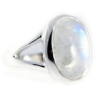                       Natural Moonstone Adjustable Silver Plated Ring For Men & Women BY CEYLONMINE                                              