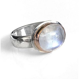                       Natural Moonstone Adjustable Silver Plated Ring For Men  Women BY CEYLONMINE                                              