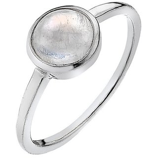                       Natural Moonstone Silver Plated Ring Original  Certified Stone Moonstone Ring(Anguthi) For Unisex BY CEYLONMINE                                              