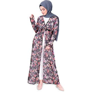                       SILK ROUTE London Floral Sheer Outerwear Without Hijab For Women Height 5'4 inch                                              