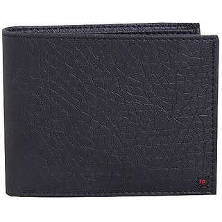                       Lime Wear Men's Black Leather Washed Black RFID Blocking Leather Wallet                                              