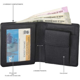 Moody Max - Men's Artificial Leather Short Wallet (Black)