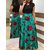 Florence Green and Black Crepe Floral Print Stitched Gown For Woman