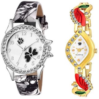 swadesistuff multi color Designer Stylish Leather Strap Diamond Studded LUXURY fashion watch for Women  Girls - kbc6A