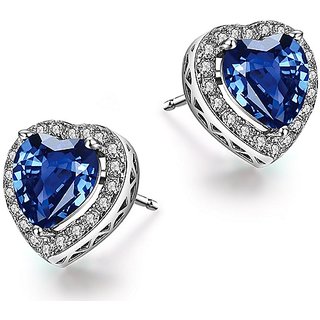 Blue Sapphire Silver Earrings Original Effective Stone Designer Stud Earrings for Women Girls BY CEYLONMINE Blue Sapphire Silver Earrings Original Effective Stone Designer Stud Earrings for Women Girls BY CEYLONMINE