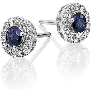                       Blue Sapphire Silver Earrings Original  Effective Stone Designer Stud Earrings for Women  Girls BY CEYLONMINE                                              