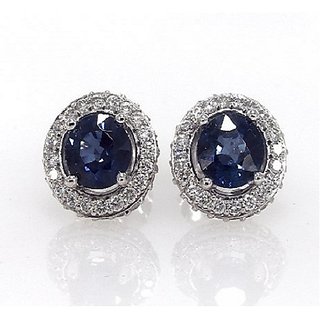                       Blue Sapphire Silver Earrings Original  Effective Stone Designer Stud Earrings for Women  Girls BY CEYLONMINE                                              