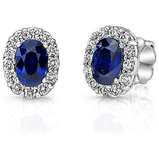 Original Blue sapphire stone stud earrings certified natural neelam designer silver earrings by CEYLONMINE Original Blue sapphire stone stud earrings certified natural neelam designer silver earrings by CEYLONMINE