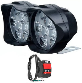 Eshopglee Car /Bike /Motorcycle /Scooty Universal 12 LED Fog Light 1+1 Switch (Blk)