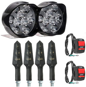 Eshopglee Car /Bike /Motorcycle /Scooty Universal 18 LED Fog Light 1+2 Switch+ 4 DUK Indicator Light (Blk)