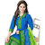 Blue cotton printed unstitched dress material