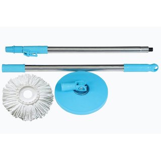                      Mop Rod Stick Stainless Steel With 1 Refill Microfibre 360 Degree Rotating Plastic Pole Floor Cleaning                                              