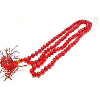 CEYLONMINE- Natural Red Coral/Moonga Stone Beads Mala For Unisex CEYLONMINE- Natural Red Coral/Moonga Stone Beads Mala For Unisex
