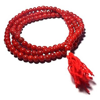                       CEYLONMINE- Red Coral Beads Mala Original  Natural Stone Coral Mala For Unisex                                              