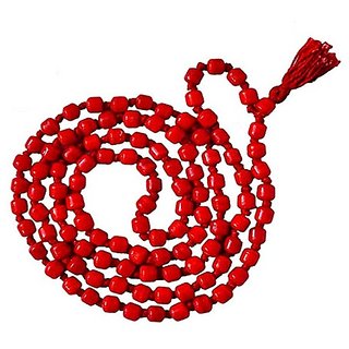                       CEYLONMINE- Natural Red Coral 108 Beads Mala Lab Certified  Original Moonga Mala For Unisex                                              