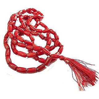                       CEYLONMINE- Natural Red Coral/Moonga Stone Beads Mala For Unisex                                              