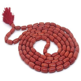                       CEYLONMINE- Red Coral Beads Mala Original  Natural Stone Coral Mala For Unisex                                              