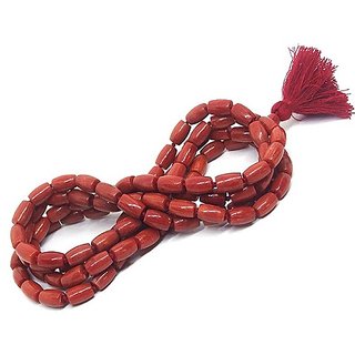                       CEYLONMINE- Natural Red Coral/Moonga Stone Beads Mala For Unisex                                              