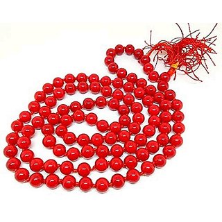                       CEYLONMINE- Original Red Coral 108 Beads Mala For Men  Women                                              