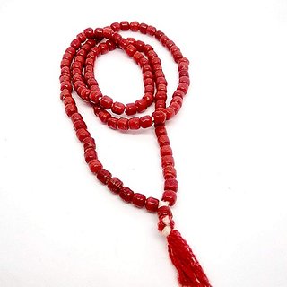                       CEYLONMINE- Natural Red Coral 108 Beads Mala Lab Certified  Original Moonga Mala For Unisex                                              