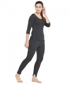 Neeba Dark Grey Thermal Lower For Women