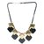 Kiyara Accessories Fashion Jewellery Four Leaf Design Onyx Black Necklace in Gold Plating for Women and Girls.