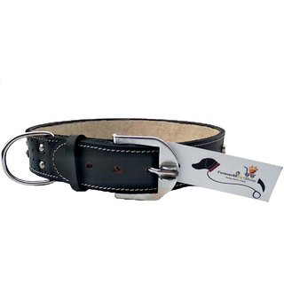                       Forever99 Pet Shop pure Leather Dog Collar Black with Padded, XXL-22 TO 26 INCH                                              