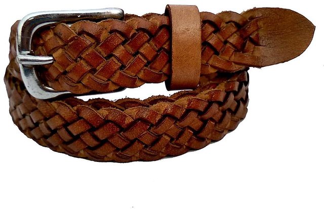 Leather Braided Belt - Orange