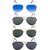 Ivonne Black Blue Mirrored Metal Full Rim Unisex Aviator Sunglasses Pack Of