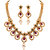 Asmitta Trendy Pear Shape Flower Design Gold Plated Choker Pink  Green Stone Necklace Set For Women