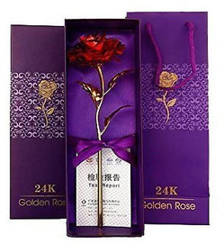 24K red Rose Flower Golden Dipped Valentine's Day With Box Unique Gift/friendship day gift