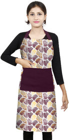 DECOTREE 100% Cotton Bib Apron with 2 Pockets, Adjustable Neck Strap and Extra Long Ties(Single Apron, Purple)